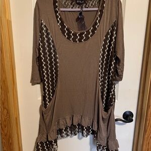 Stylish Brown Top with Lace Accents